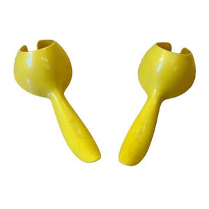 2 Vintage Tupperware Egg Lifter, Scoop, Separator Plastic Yellow 1334-10